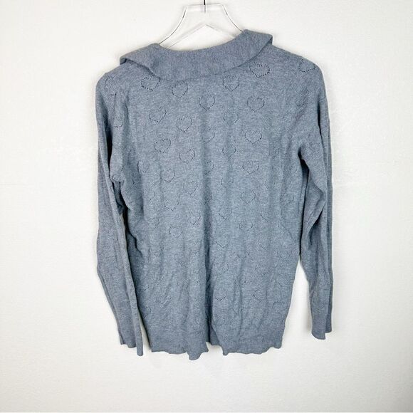 Betty & Veronica Grey Heart Valentines Sweater Cardigan Collar Size 0 - Picture 7 of 9